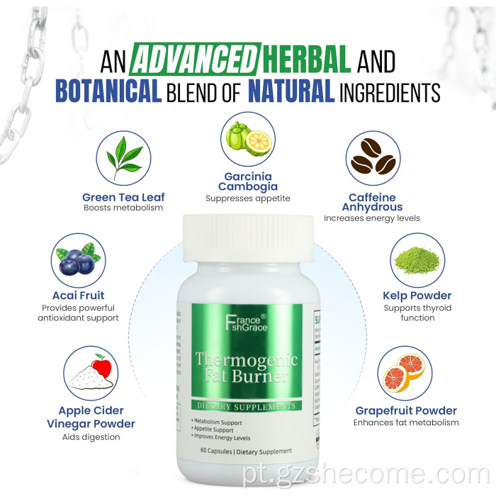 Suplementos de queimador de gordura termogênicos suportam inchaço